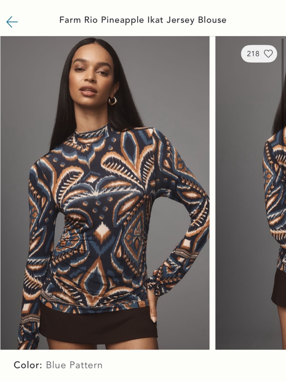 Farm Rio pineapple ikat jersey blouse